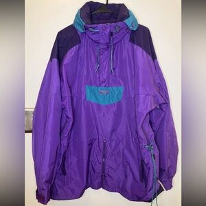 1990’s Columbia Purple Ski Pullover Jacket Women’s L Hooded Radial Sleeve